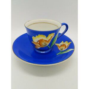 Occupied Japan Espresso Demitasse Cup and Saucer Floral Gold Trim